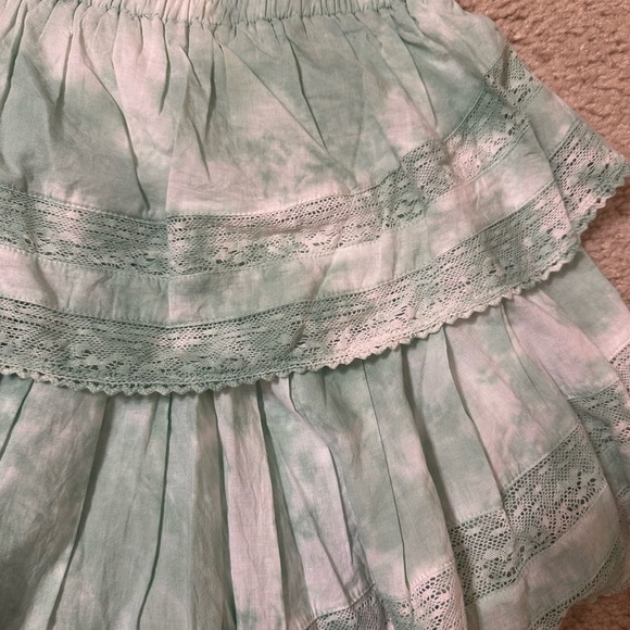 Love Shack Fancy Mint Green Ruffle Mini Skirt Size XS - Picture 6 of 12